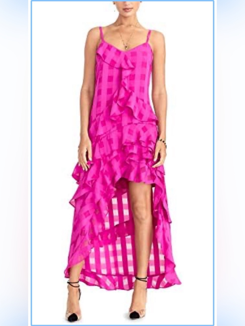 Rachel Roy Remi Ruffle High-Low Maxi Dress in Vibrant Fuschia Size 10